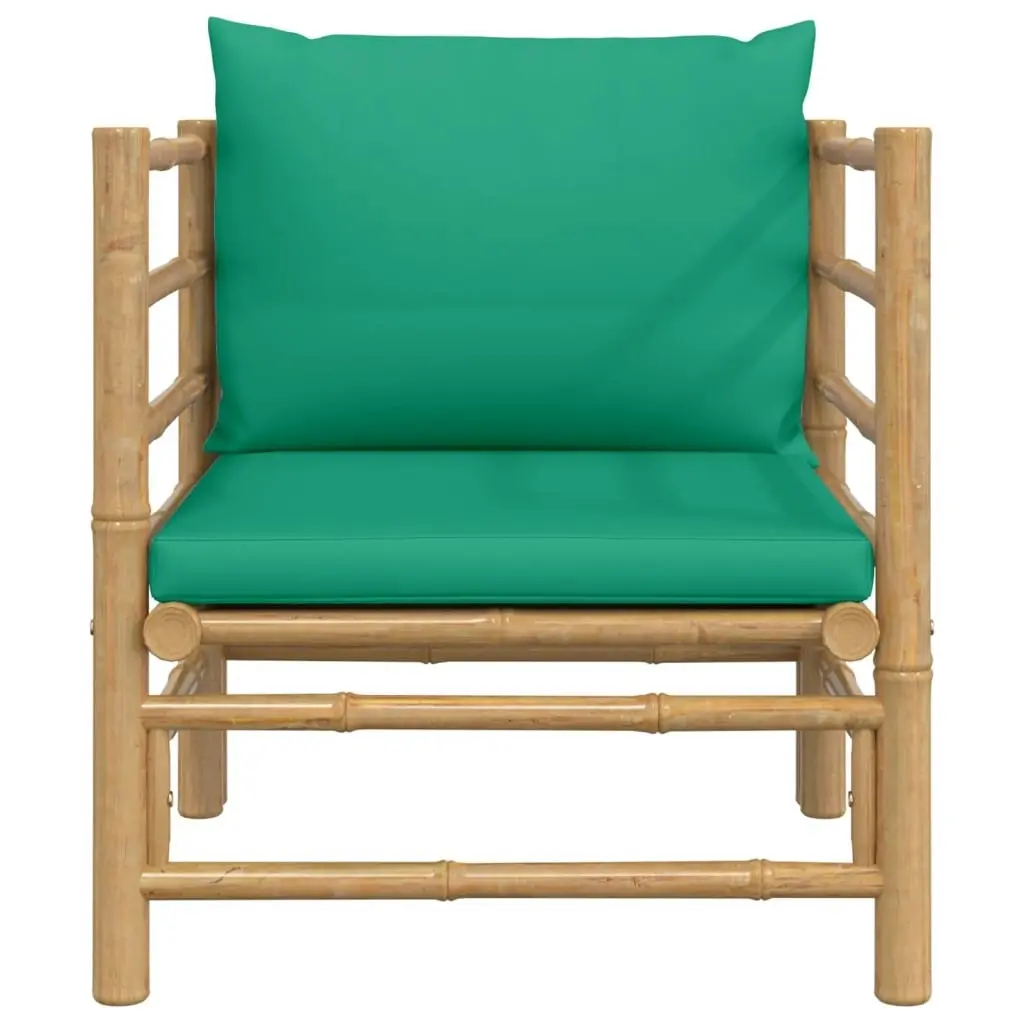 Garden Sofa with Green Cushions Bamboo 362296