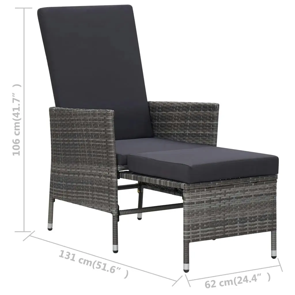 Reclining Garden Chair with Cushions Poly Rattan Grey 310230