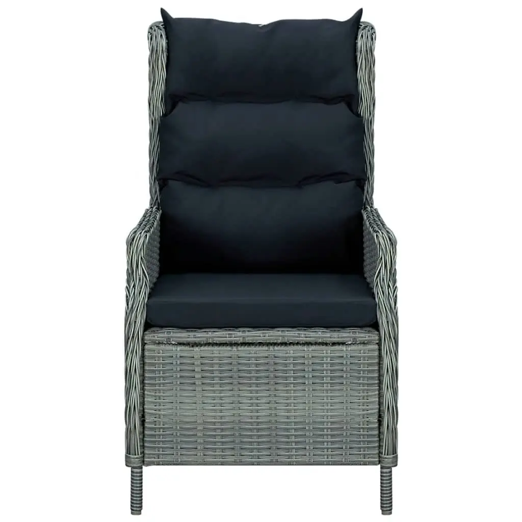 Reclining Garden Chair with Cushions Poly Rattan Light Grey 313301