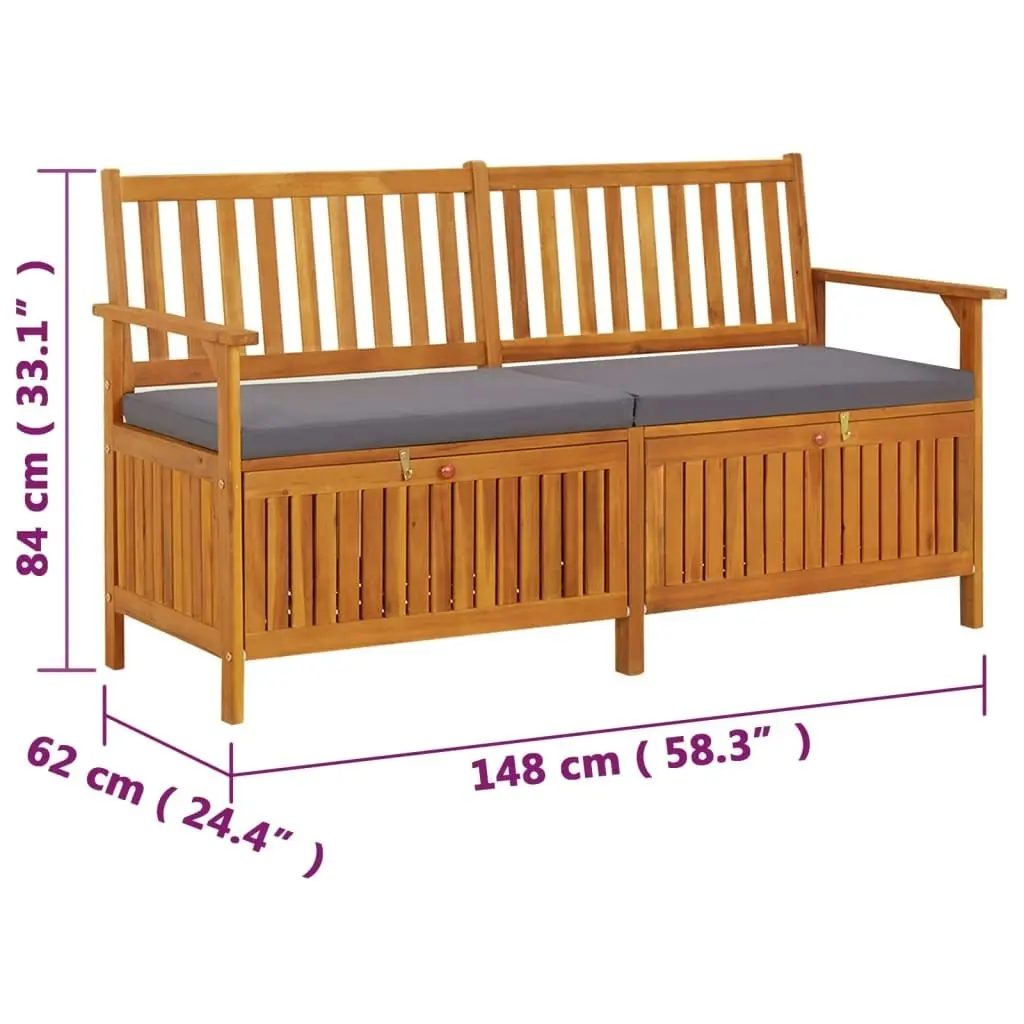 Storage Bench with Cushion 148 cm Solid Wood Acacia 316740