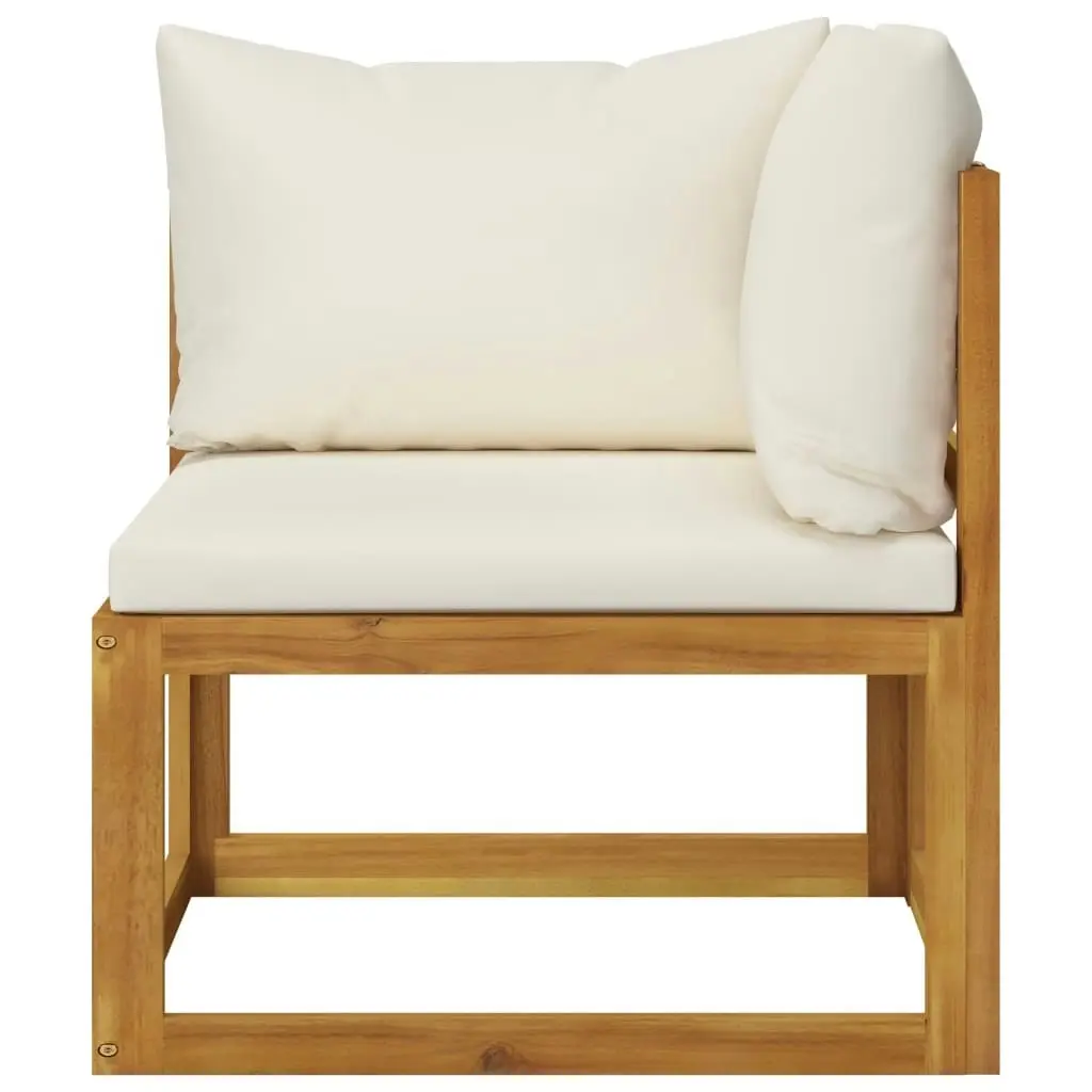 Sectional Corner Sofa & Cream White Cushion Solid Acacia Wood 311861