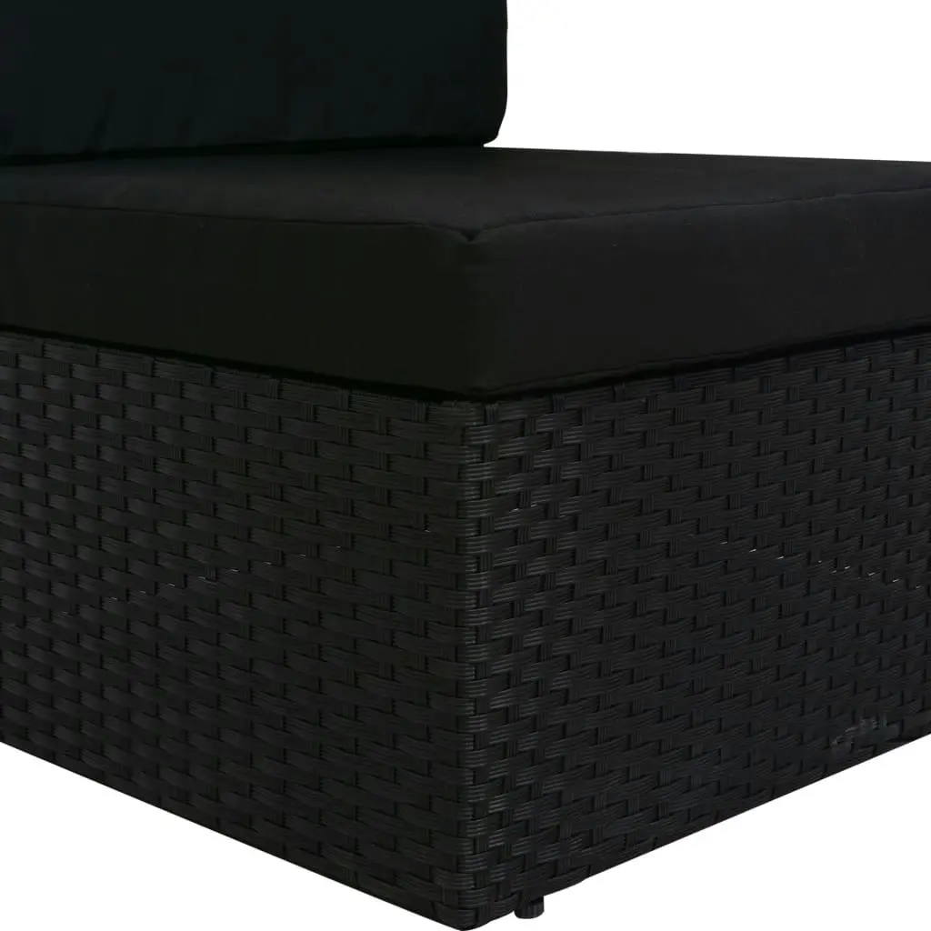 Sectional Sofa 3-Seater Poly Rattan Black 49506