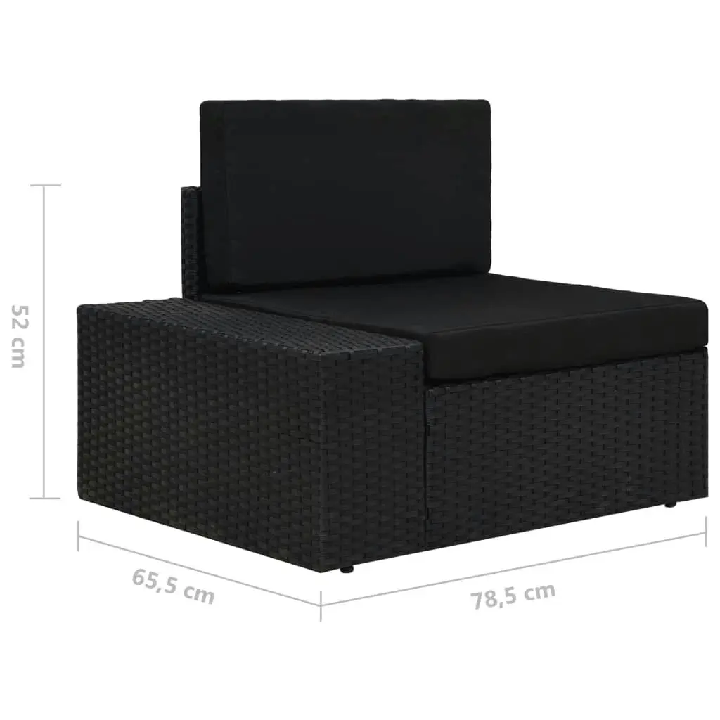 Sectional Sofa 3-Seater Poly Rattan Black 49506