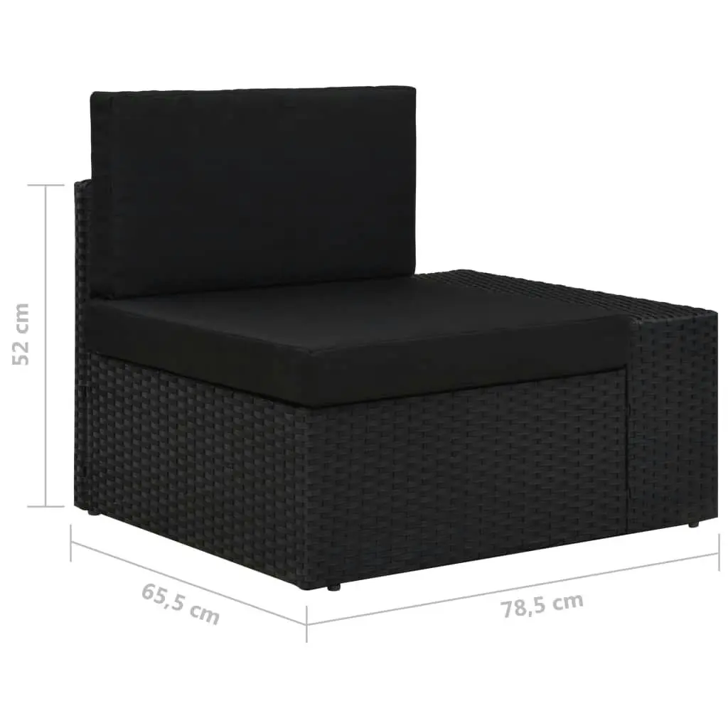 Sectional Sofa 3-Seater Poly Rattan Black 49506