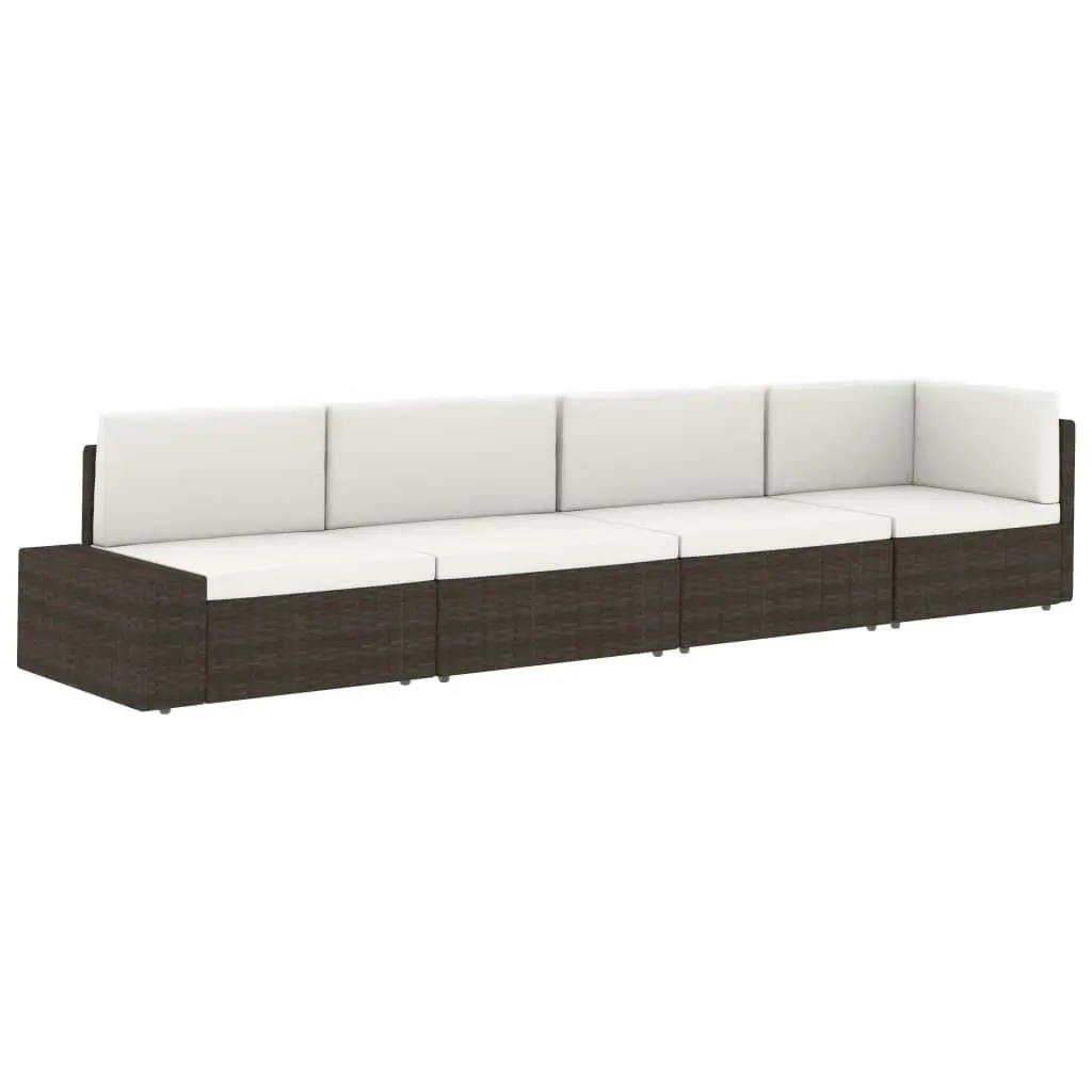 Sectional Sofa 3-Seater Poly Rattan Black 49506