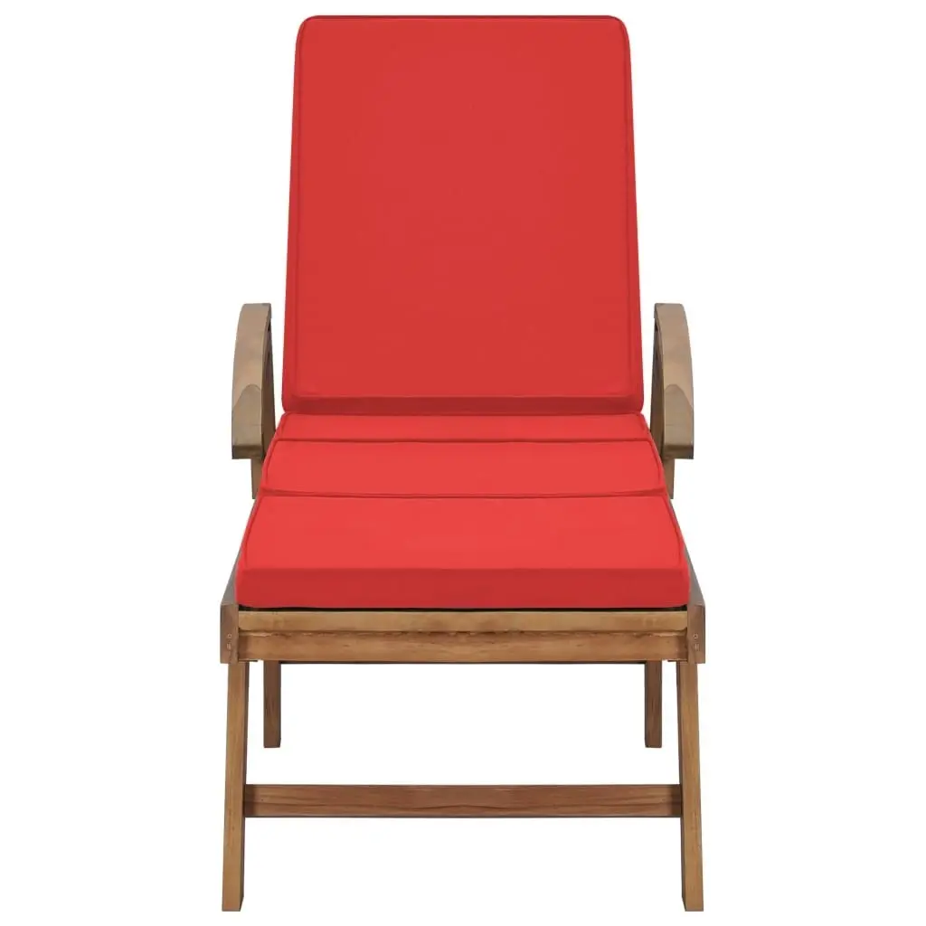 Sun Loungers with Cushions 2 pcs Solid Teak Wood Red 3054637