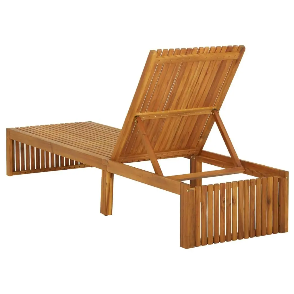 Sun Lounger with Cushion Solid Acacia Wood 3064150