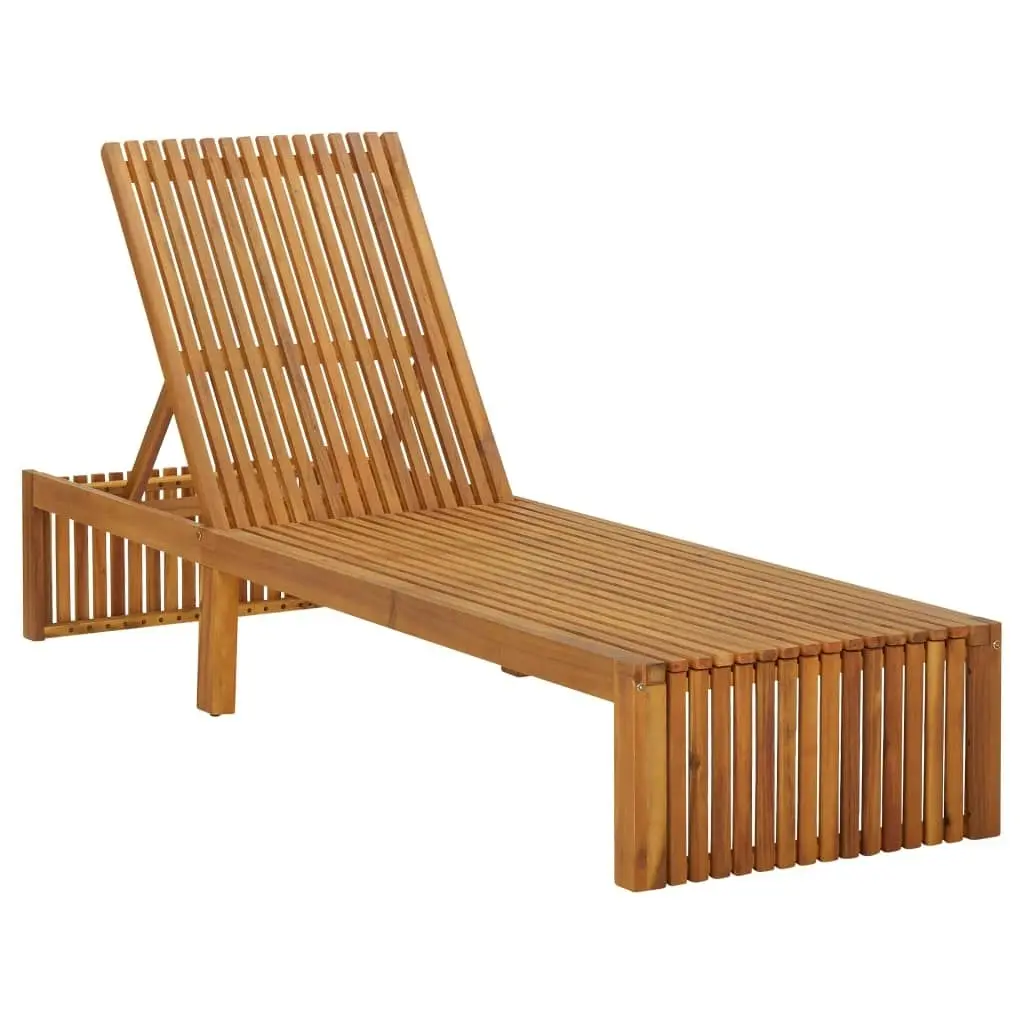 Sun Lounger with Cushion Solid Acacia Wood 3064150