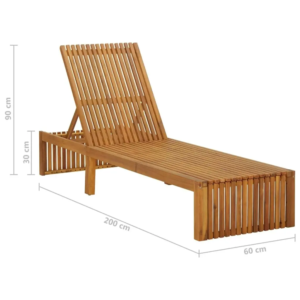 Sun Lounger with Cushion Solid Acacia Wood 3064150