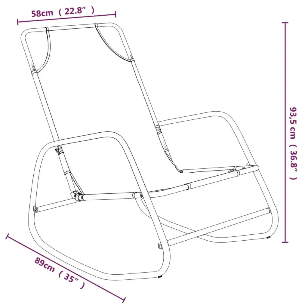 Rocking Sun Lounger Grey Steel and Textilene 318125