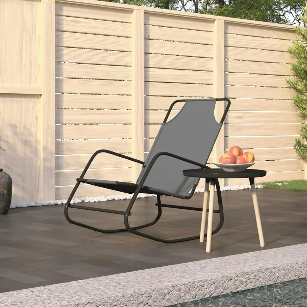 Rocking Sun Lounger Grey Steel and Textilene 318125