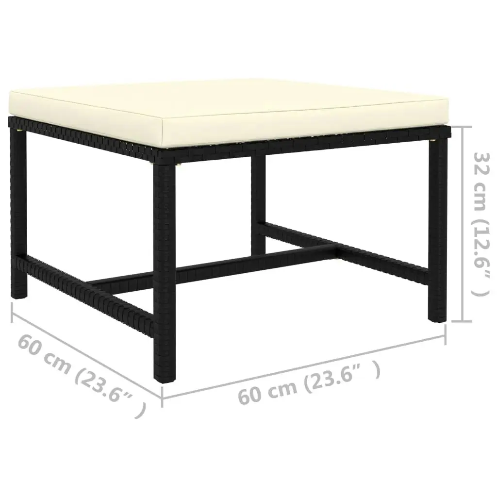 Sectional Footrest with Cushion Black Poly Rattan 313509