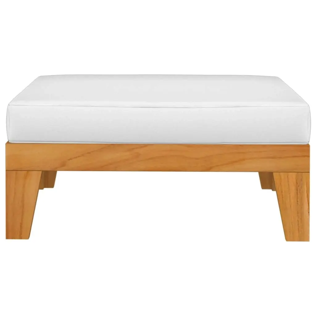 Sectional Footrest with Cream White Cushion Solid Acacia Wood 312152