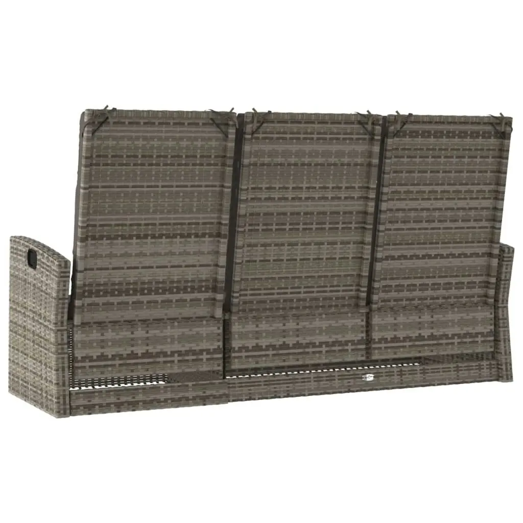 Reclining Garden Bench with Cushions Grey 173 cm Poly rattan 362184