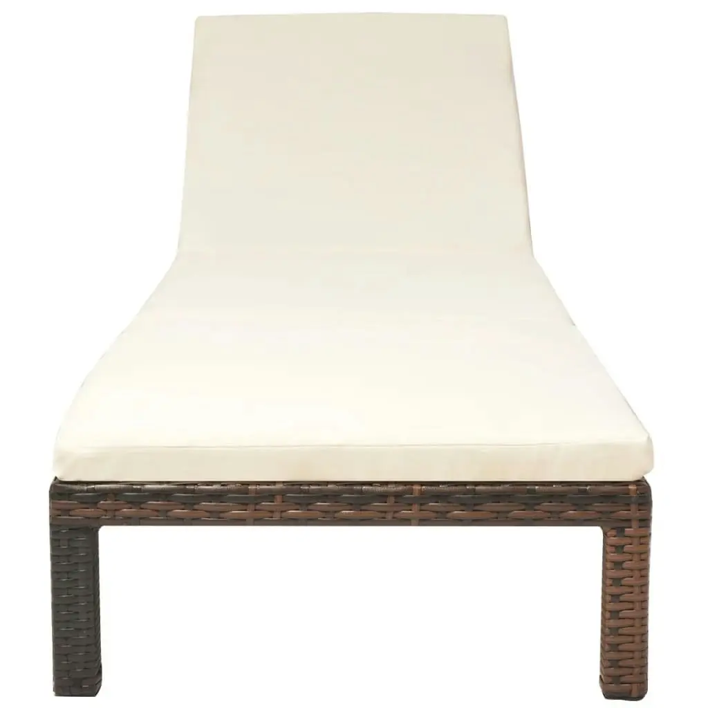 Sun Lounger with Cushion Poly Rattan Brown 42845