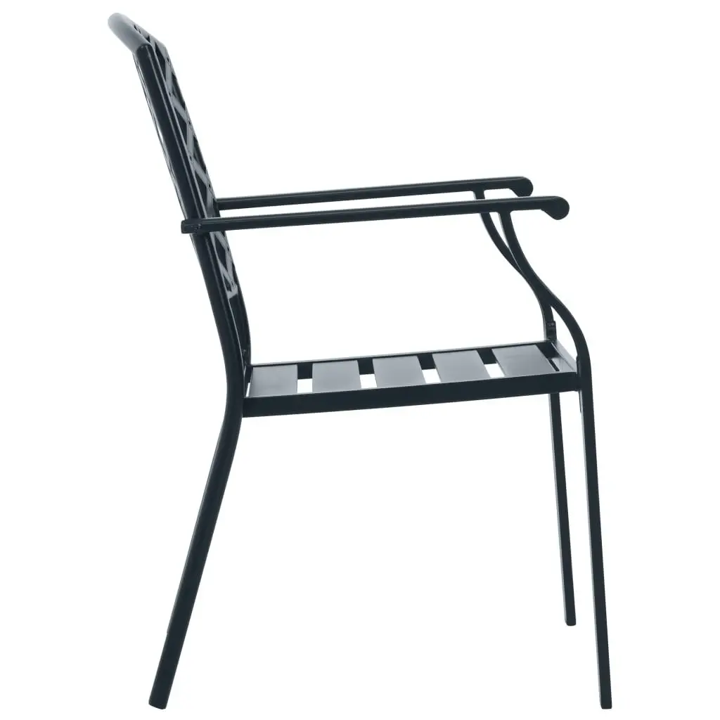 Stackable Outdoor Chairs 2 pcs Steel Black 44265