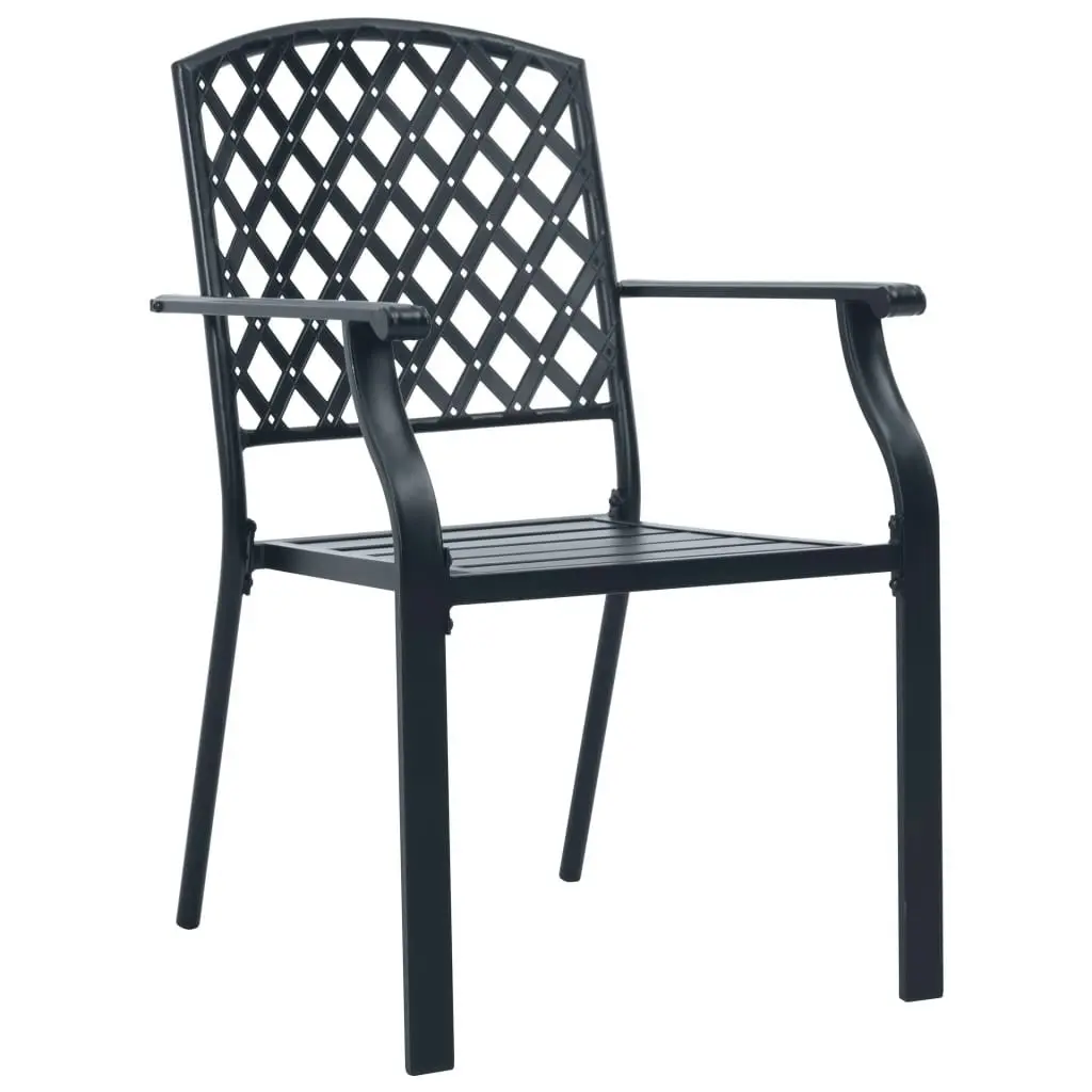 Stackable Outdoor Chairs 2 pcs Steel Black 44265