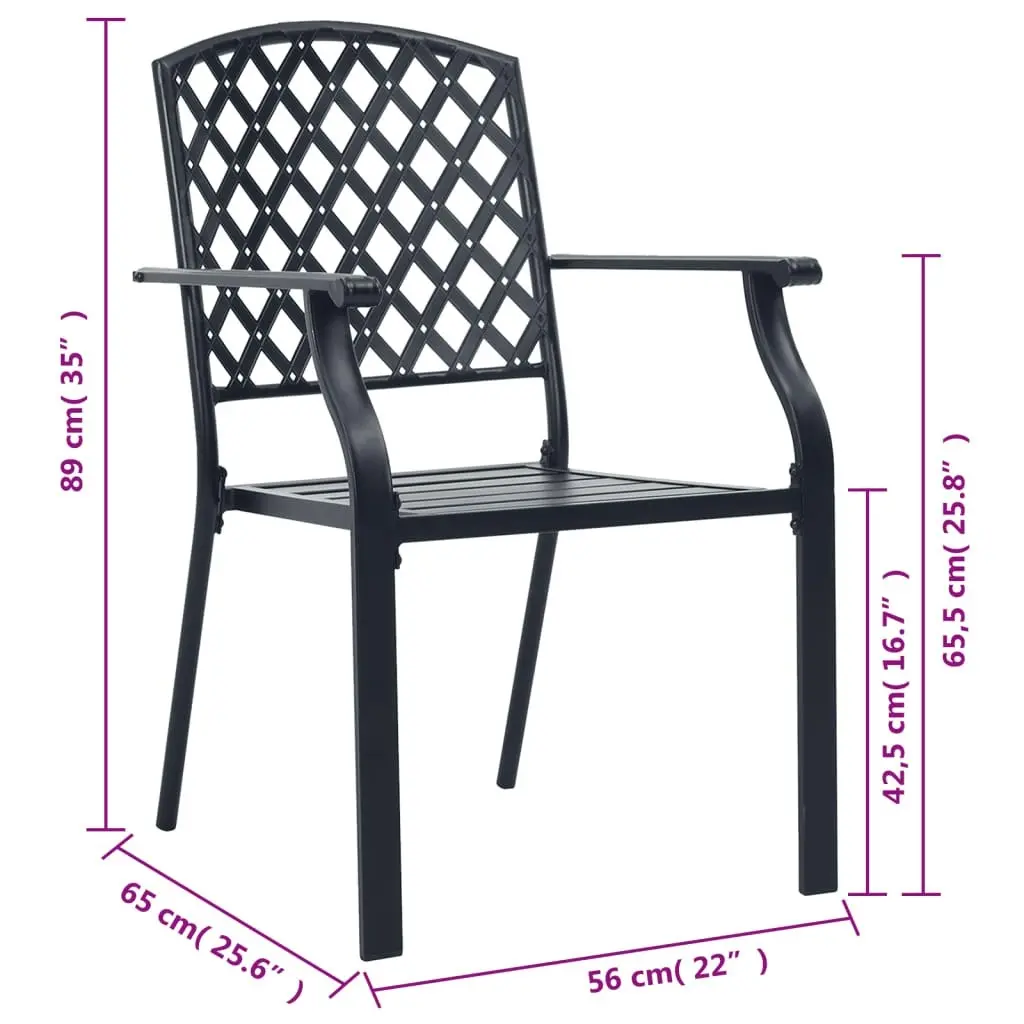 Stackable Outdoor Chairs 2 pcs Steel Black 44265