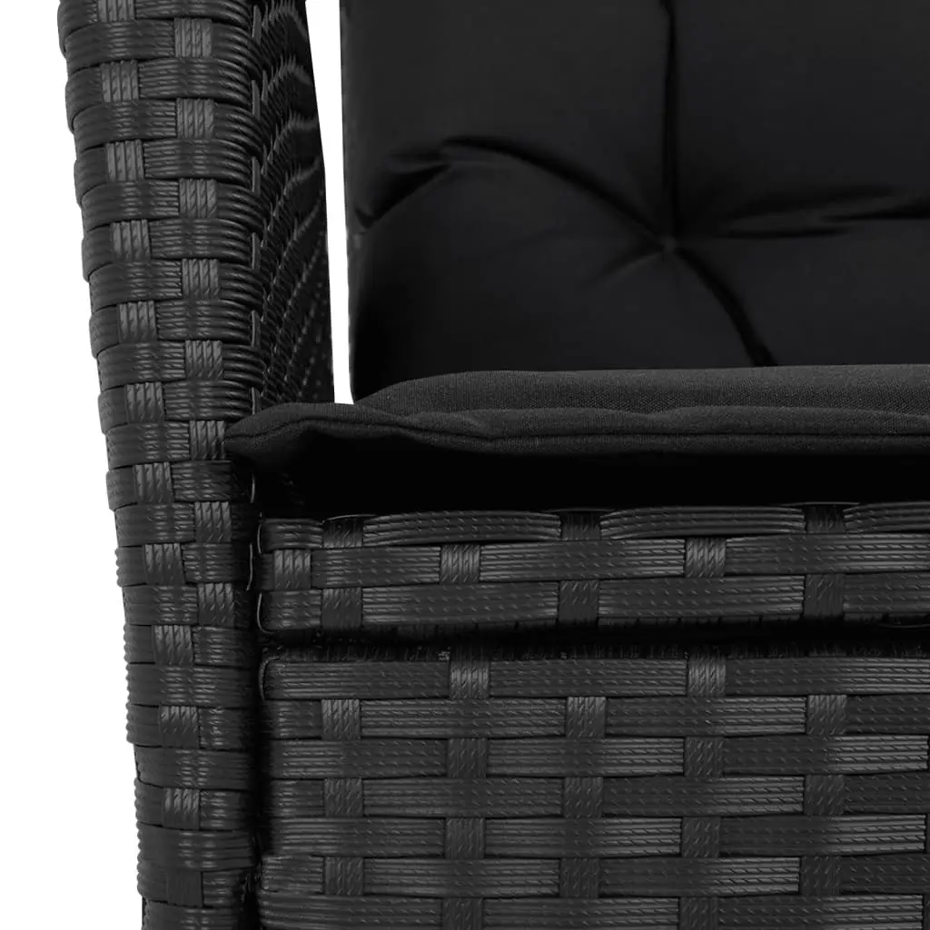 Reclining Garden Chairs 2 pcs with Cushions Black Poly Rattan 365265