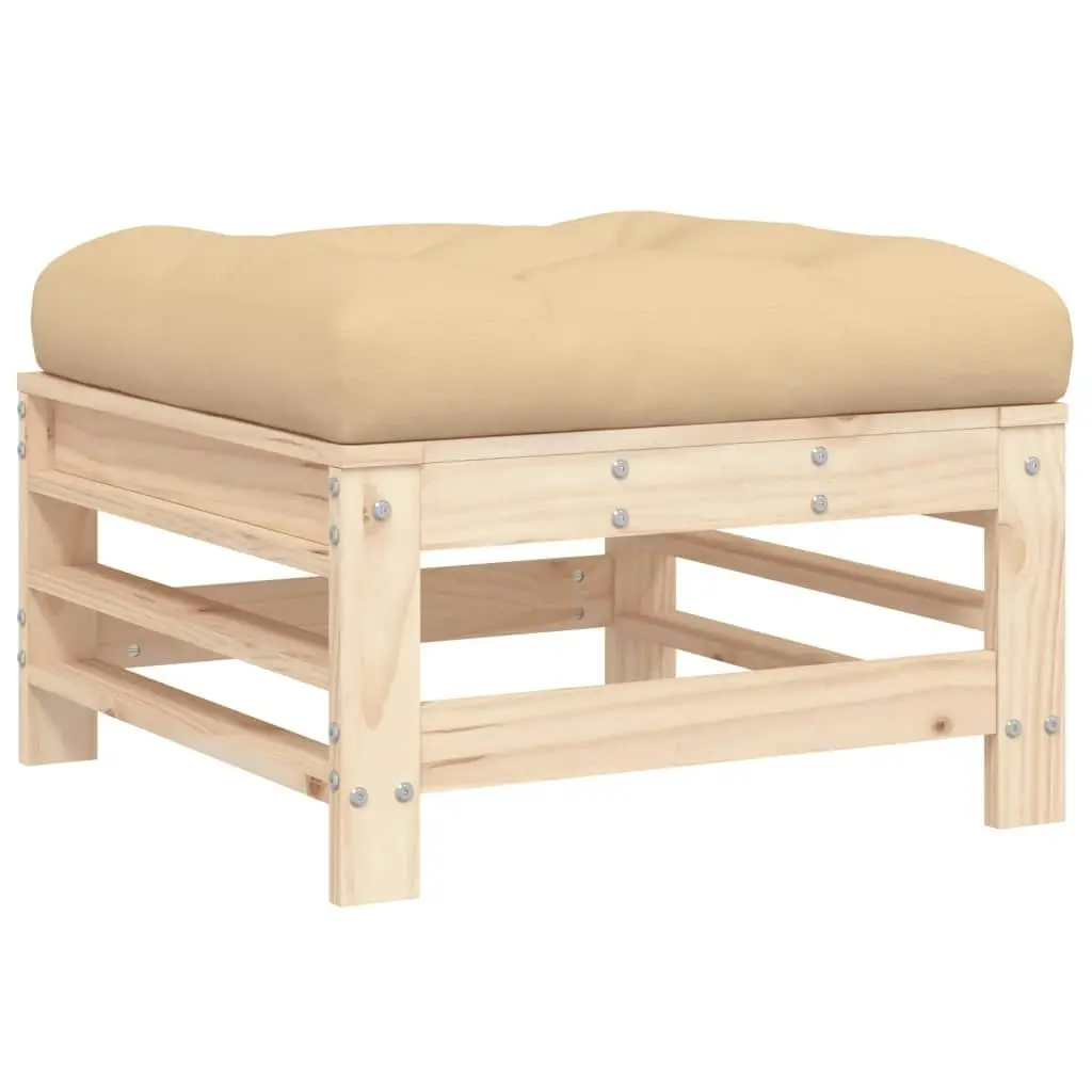 Garden Footstools with Cushions 2pcs Solid Wood Pine 825695