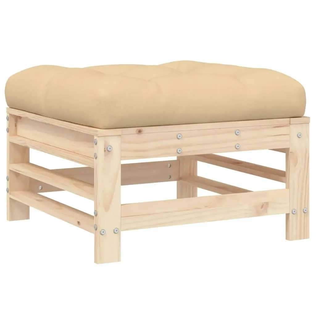 Garden Footstools with Cushions 2pcs Solid Wood Pine 825695