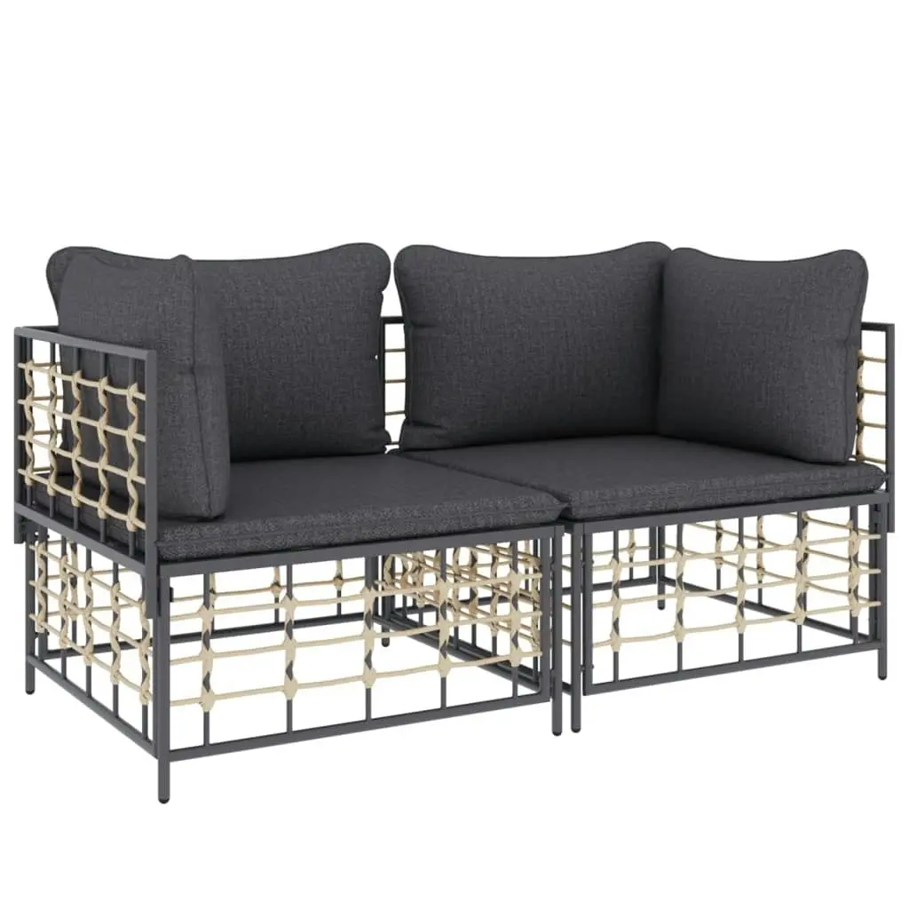 Sectional Corner Sofas with Cushions 2 pcs Poly Rattan 3186691