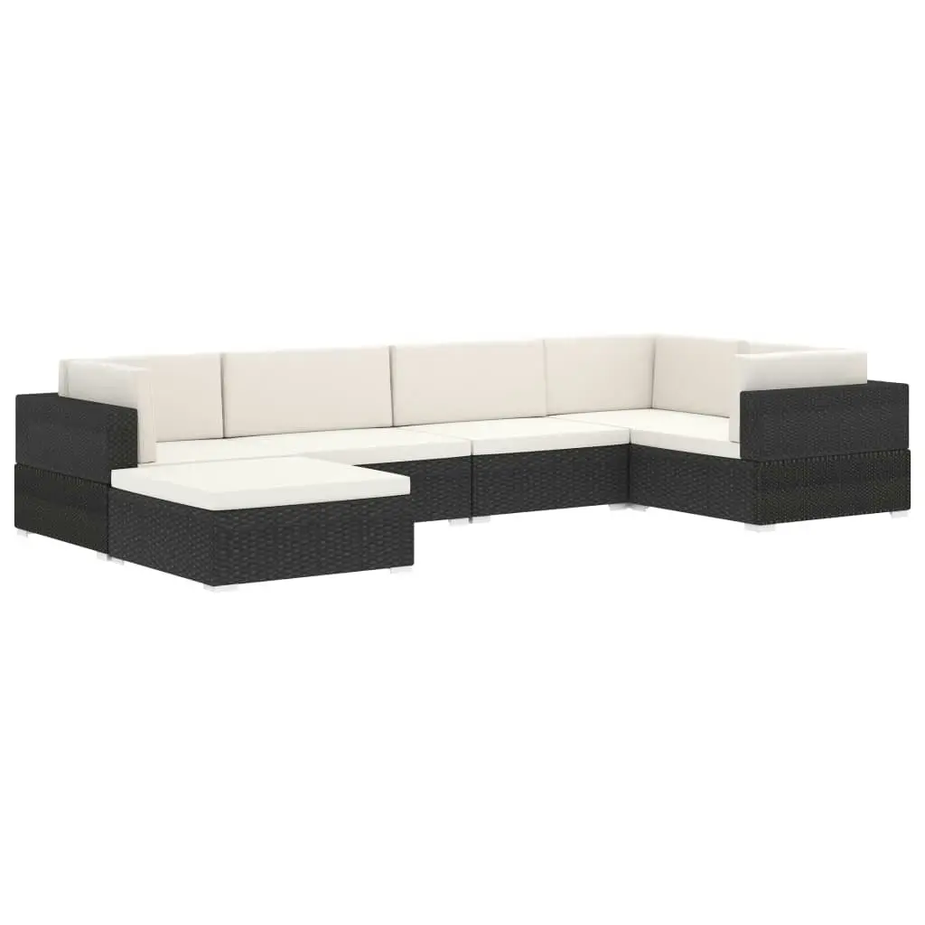 Sectional Footrest 1 pc with Cushion Poly Rattan Black 46802