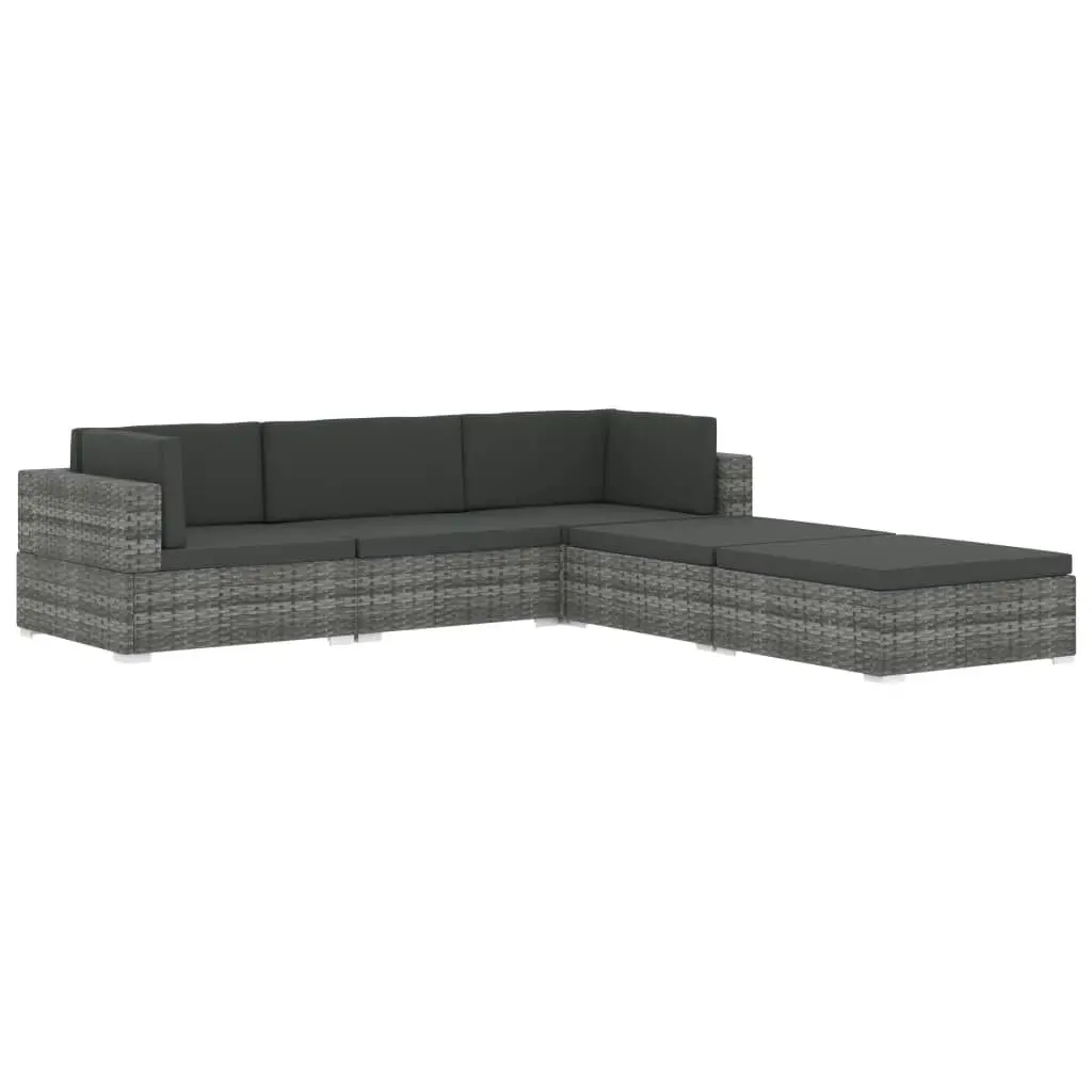 Sectional Footrest 1 pc with Cushion Poly Rattan Black 46802