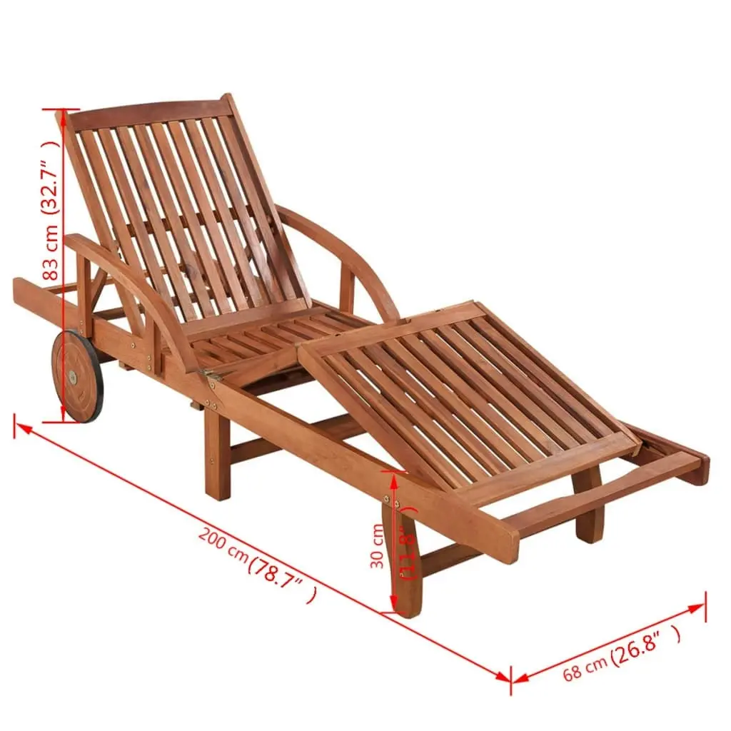 Sun Lounger with Table Solid Acacia Wood 42594