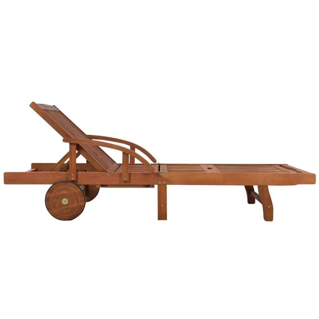 Sun Lounger with Table Solid Acacia Wood 42594