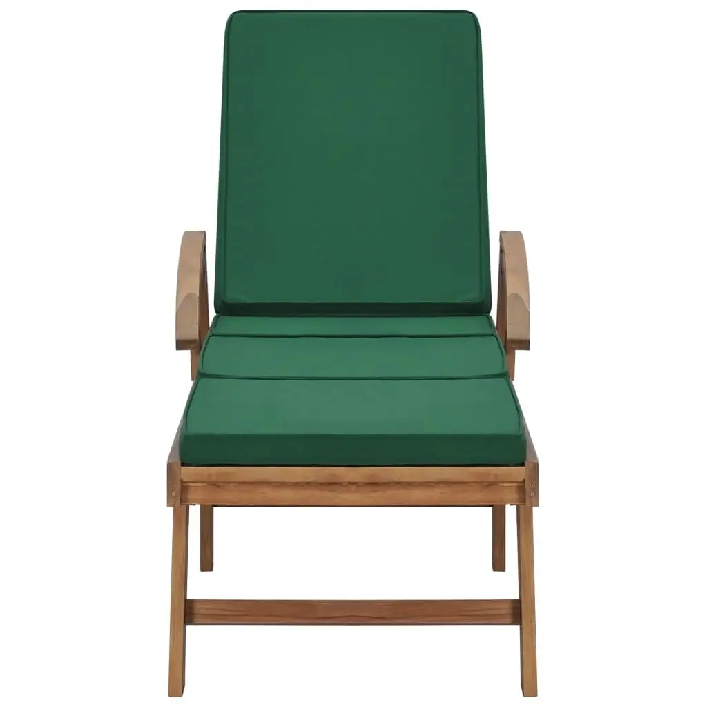 Sun Loungers with Cushions 2 pcs Solid Teak Wood Green 3054635