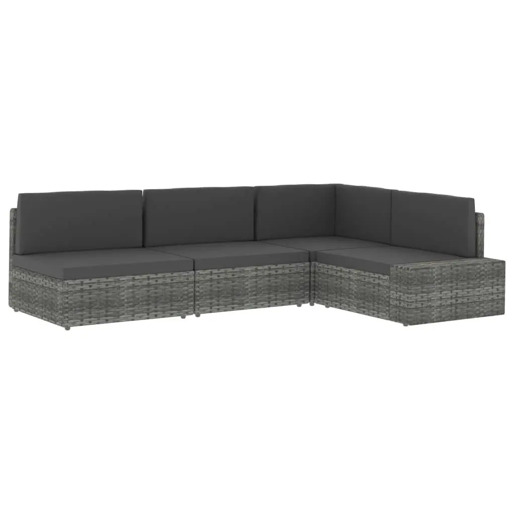 Sectional Corner Sofa with Left Armrest Poly Rattan Grey 49519