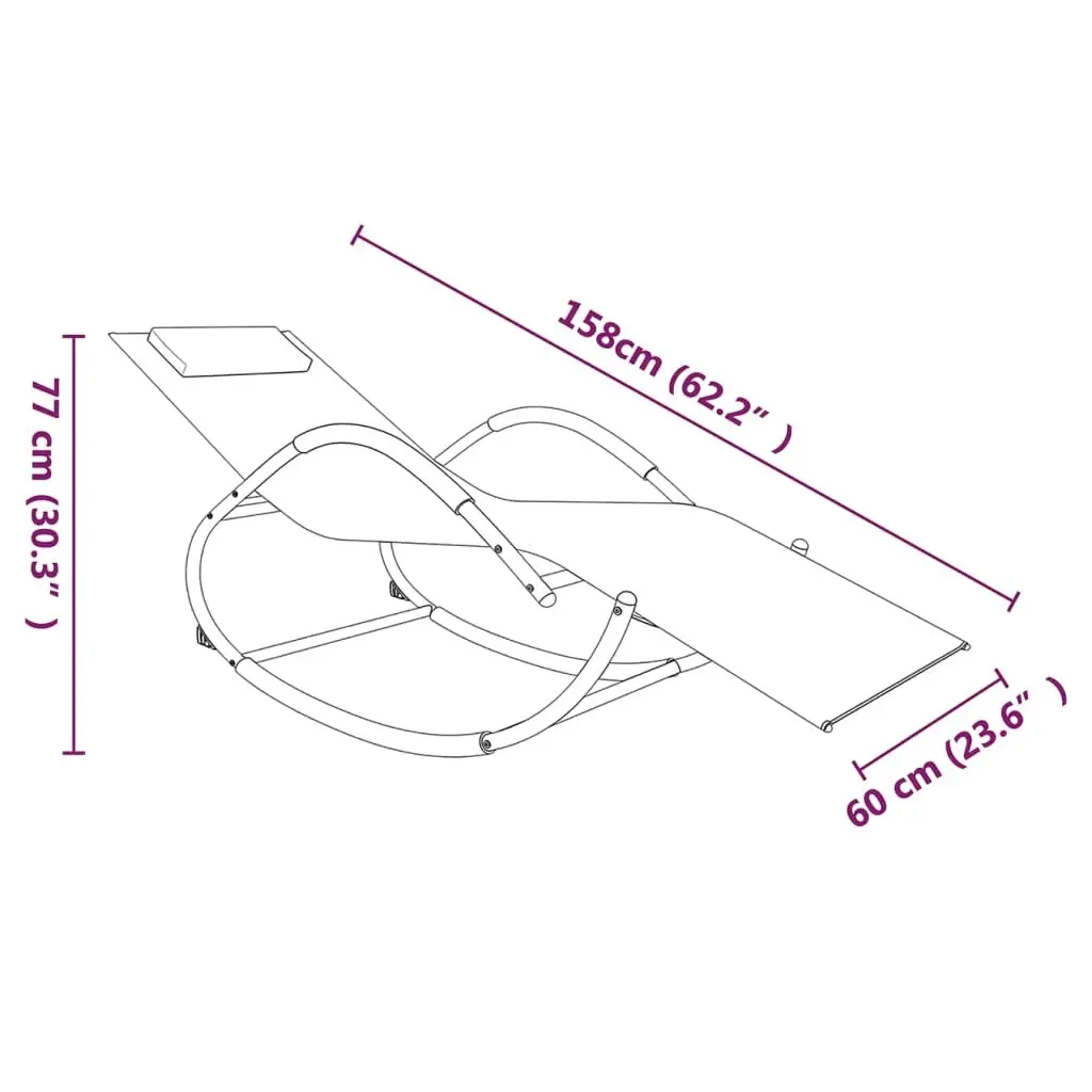 Rocking Sun Loungers 2 pcs Grey Steel and Textilene 318133