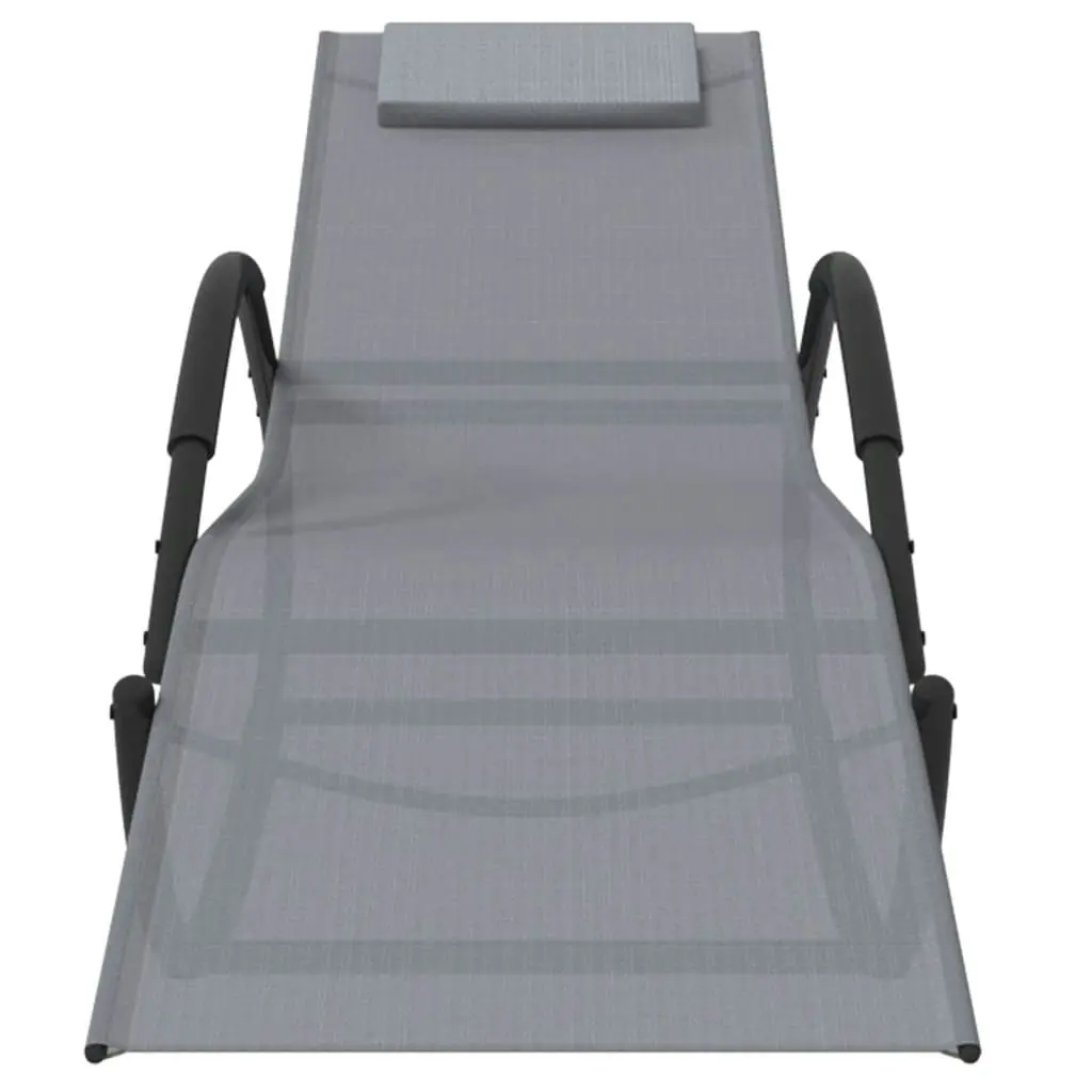 Rocking Sun Loungers 2 pcs Grey Steel and Textilene 318133