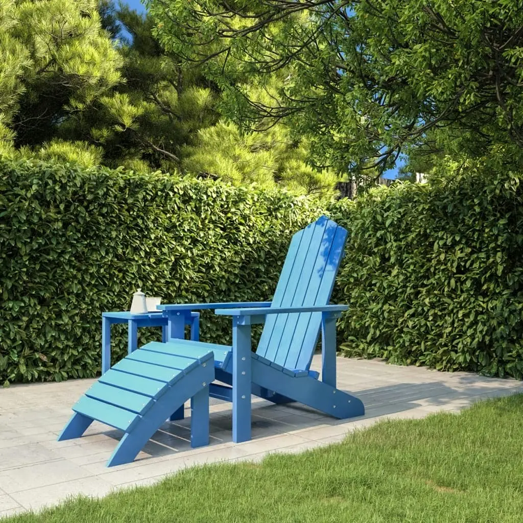 Garden Adirondack Chair with Footstool HDPE Aqua Blue 318648