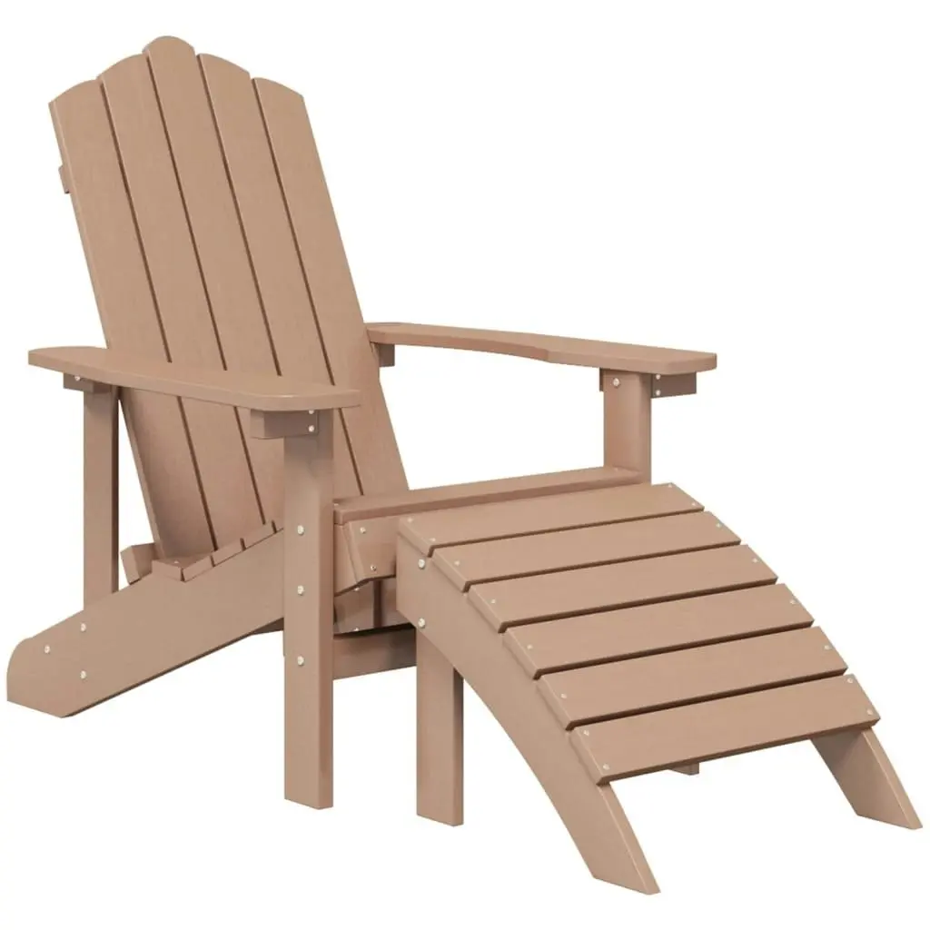 Garden Adirondack Chairs 2 pcs with Footstools HDPE Brown 3095698