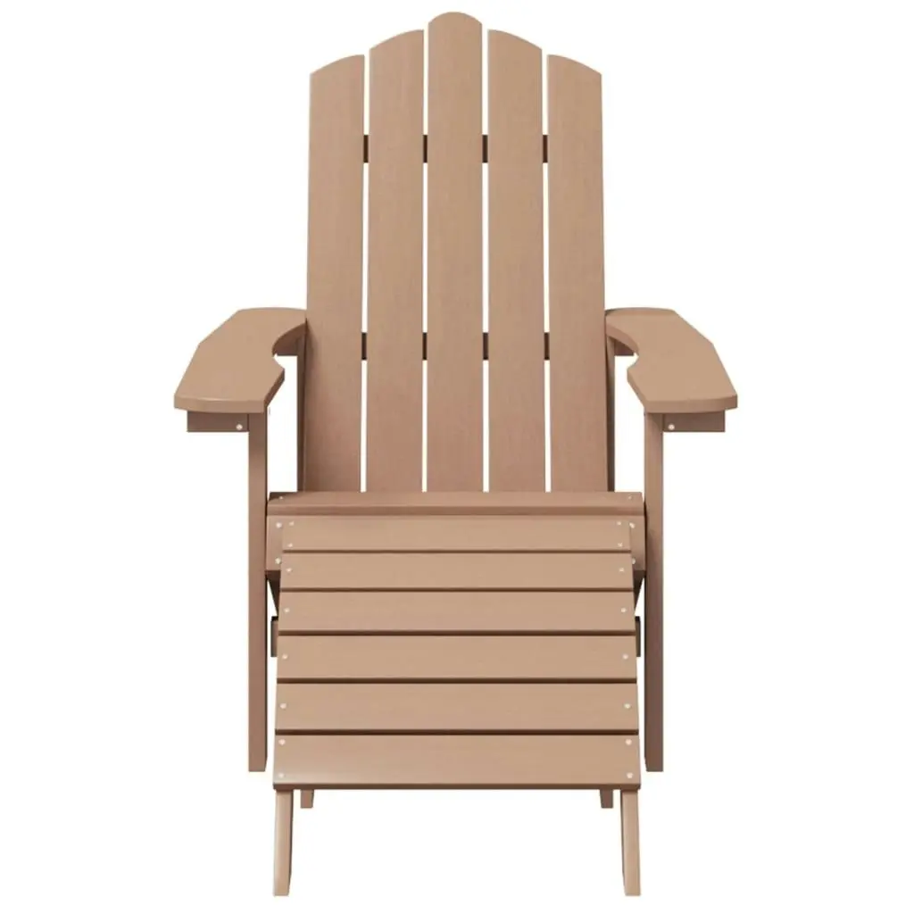 Garden Adirondack Chairs 2 pcs with Footstools HDPE Brown 3095698