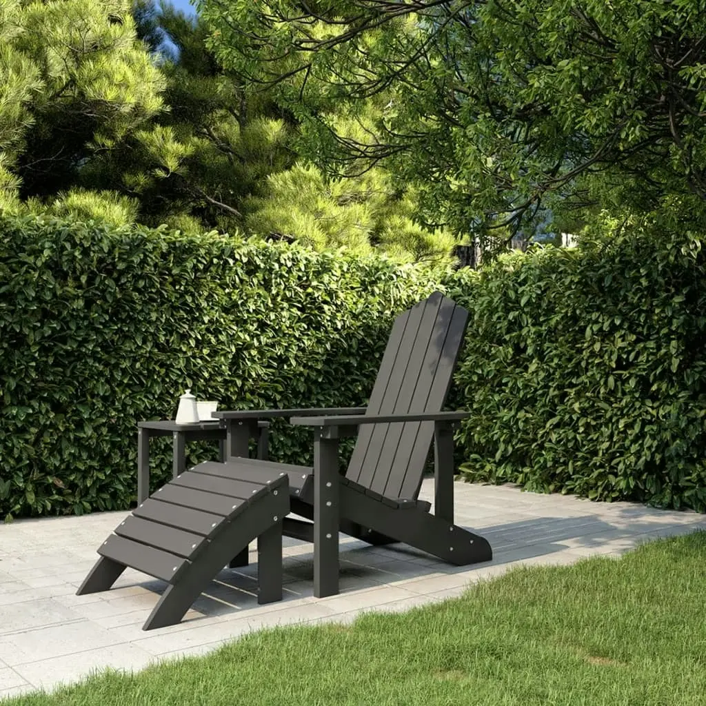 Garden Adirondack Chair with Footstool HDPE Anthracite 318646