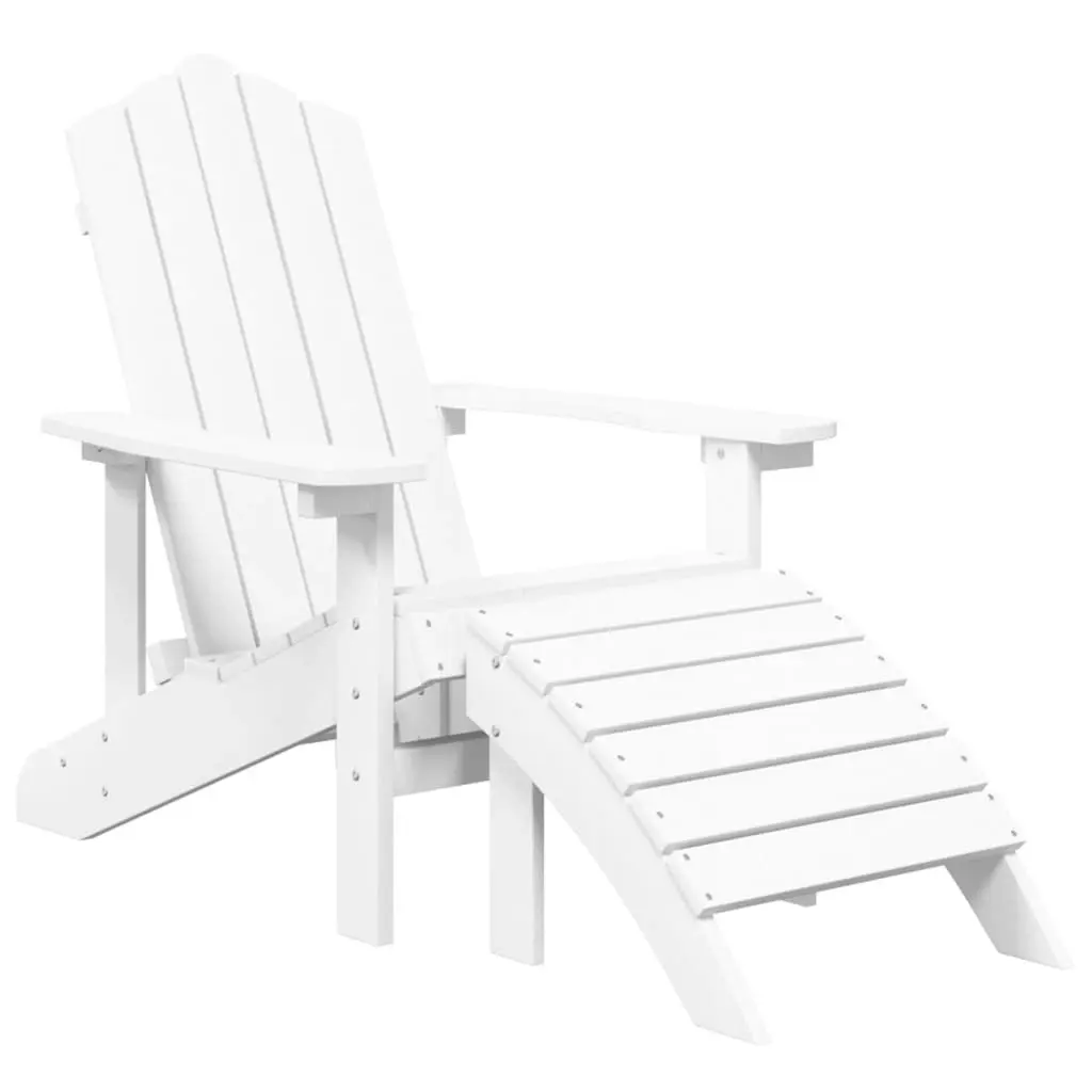 Garden Adirondack Chairs with Footstool & Table HDPE White 3095712