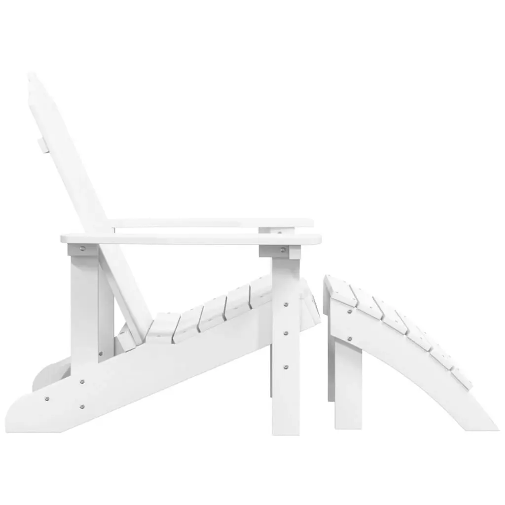 Garden Adirondack Chair with Footstool HDPE White 318645