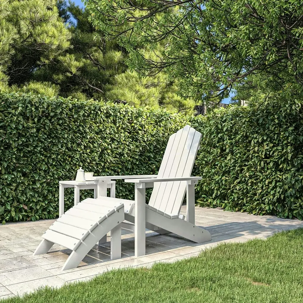 Garden Adirondack Chair with Footstool HDPE White 318645