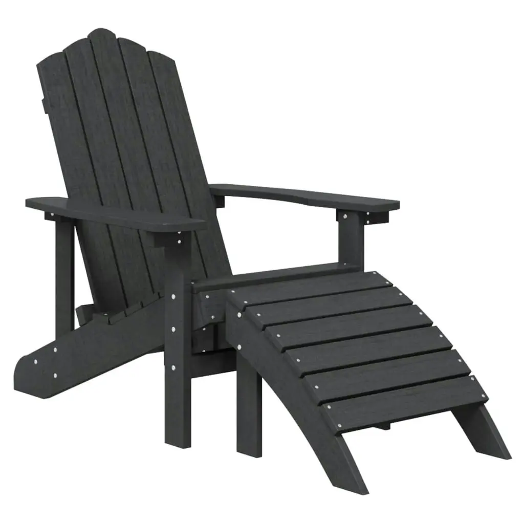 Garden Adirondack Chairs 2 pcs with Footstools HDPE Anthracite 3095697