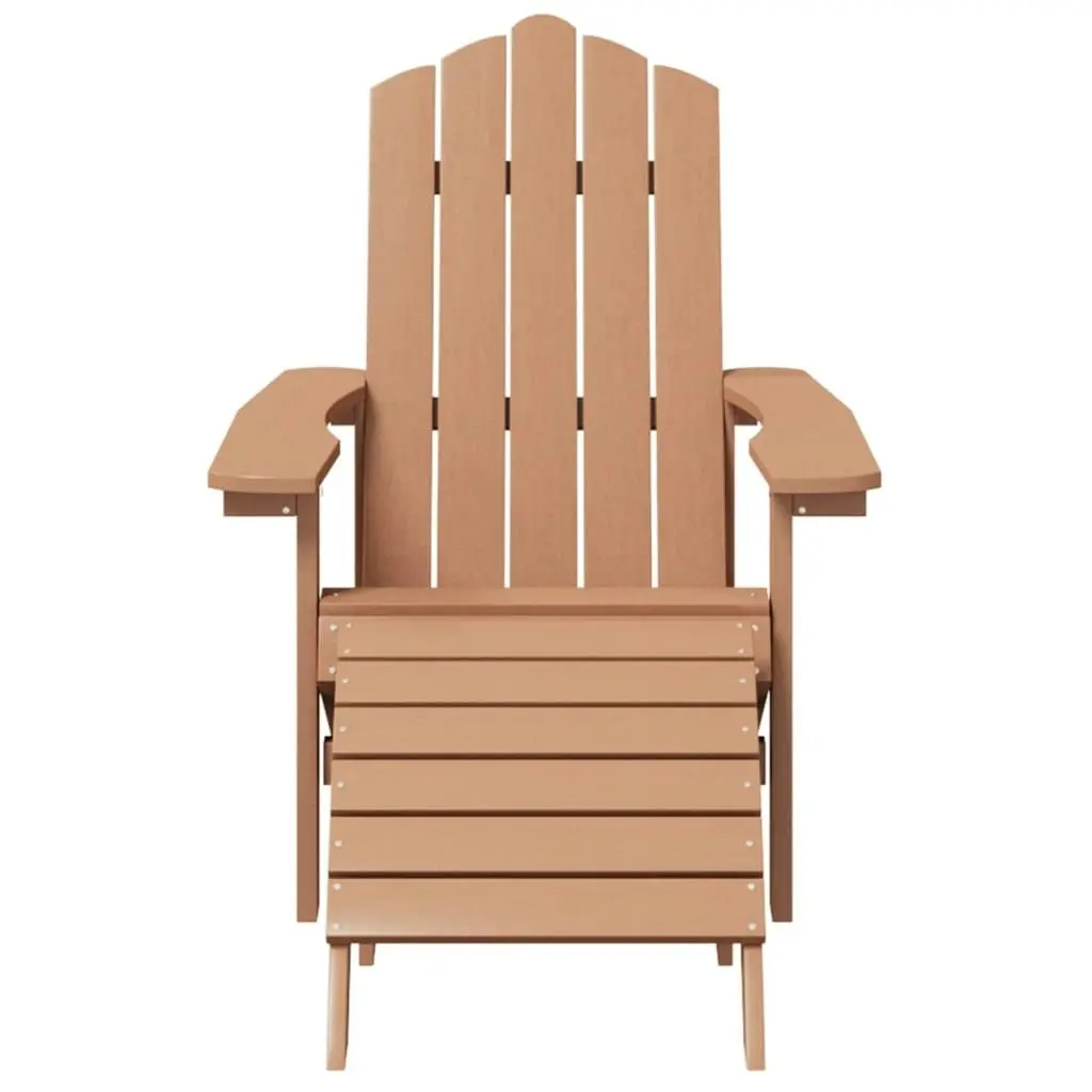 Garden Adirondack Chairs with Footstool & Table HDPE Brown 3095714