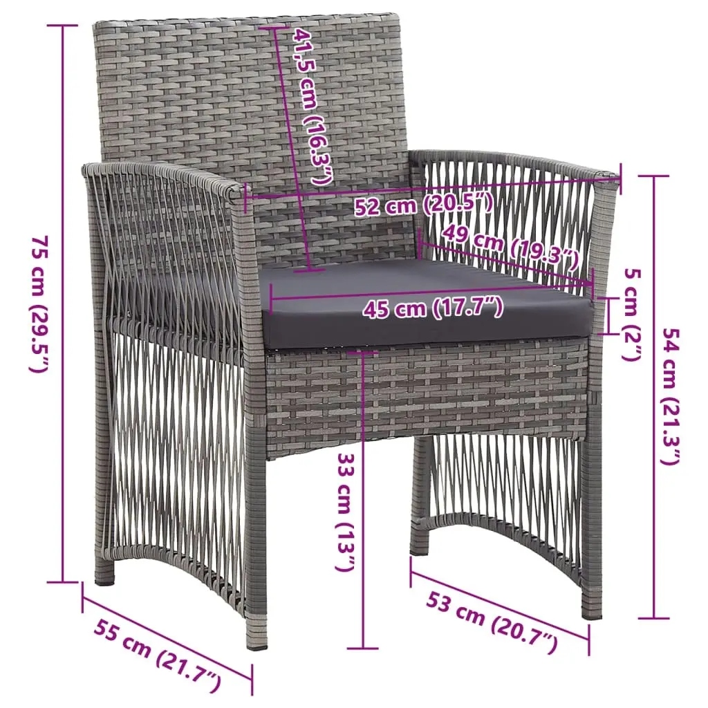 Garden Armchairs with Cushions 2 pcs Anthracite Poly Rattan 46441