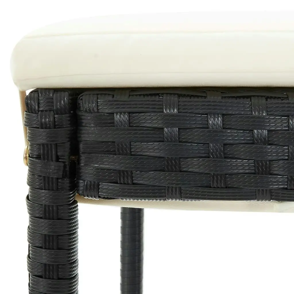 Garden Bar Stools with Cushions 2 pcs Black Poly Rattan 313435