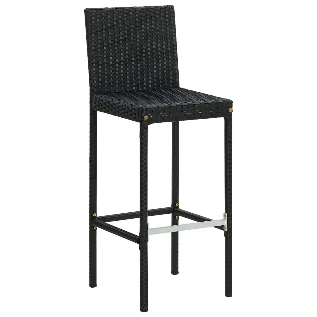 Garden Bar Stools with Cushions 2 pcs Black Poly Rattan 313435