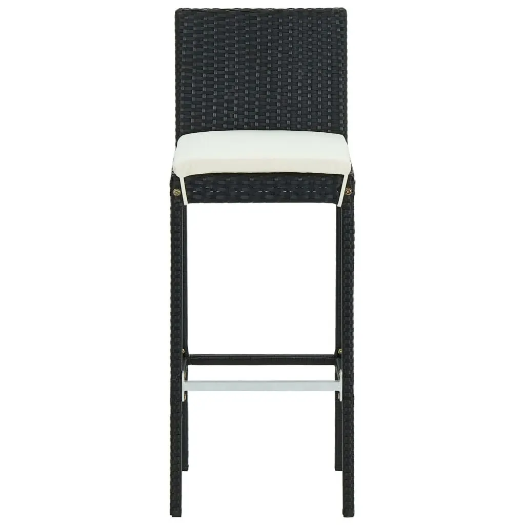 Garden Bar Stools with Cushions 2 pcs Black Poly Rattan 313435