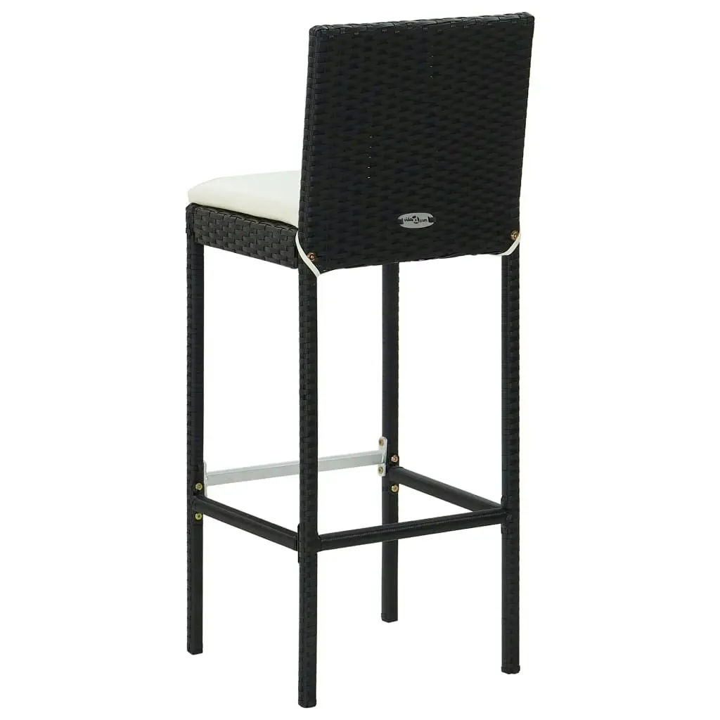 Garden Bar Stools with Cushions 2 pcs Black Poly Rattan 313435