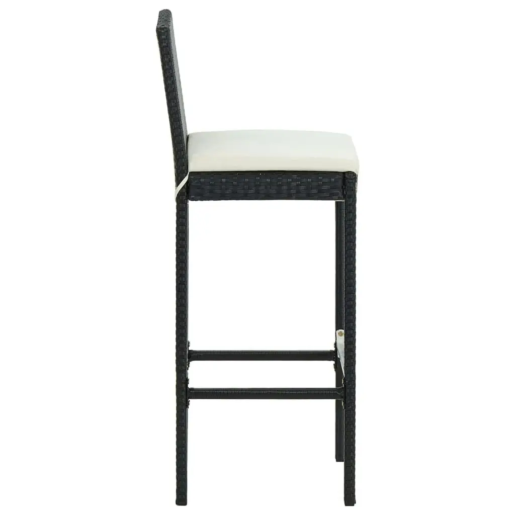 Garden Bar Stools with Cushions 2 pcs Black Poly Rattan 313435