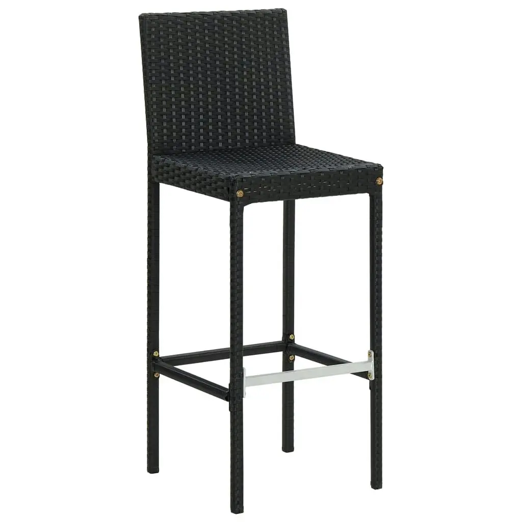 Garden Bar Stools with Cushions 4 pcs Black Poly Rattan 313437